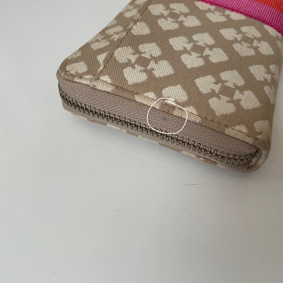 Kate Spade New York Neda Signature Stucco Canvas Zip Around Beige Wallet - Picture 6 of 15